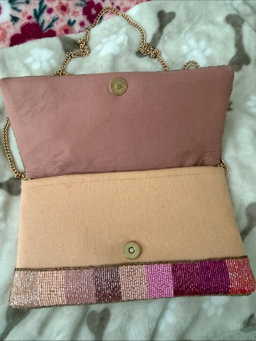 Rosé All Day Beaded Crossbody Clutch Bag - Pink Gradient